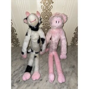 Pair Of Plush Multipet Elongated Pink White Bl Pig Cow Dog Toy Xsmall Small Dogs